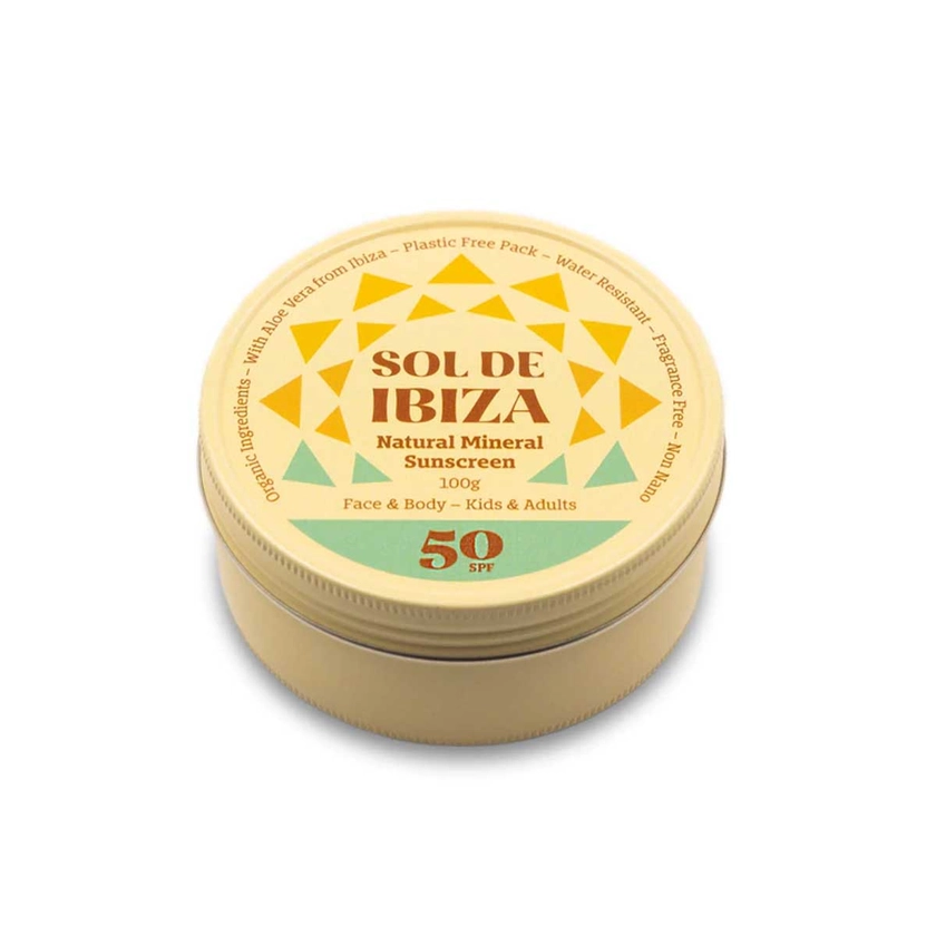 Sol De Ibiza Face & Body Natural Mineral Suncream SPF50 - 100ml
