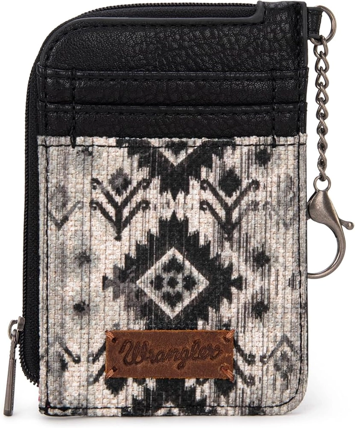 Montana West Wrangler Aztec Card Wallet for Women Western Credit Card Holder for Women Credit Card Wallet with Zipper Pocket WG130-W005BK