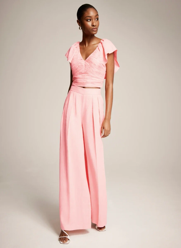 Pink Linen Wide Trousers
