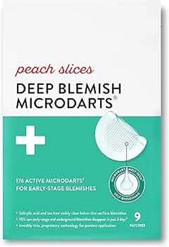 Peach Slices | Deep Blemish Microdarts | Acne Patch | Early Stage & Deep Pimples | Fast-Acting | Salicylic Acid | Tea Tree Oil | Niacinamide | Cica | Hyaluronic Acid | Spot Treatment | 9 Patches