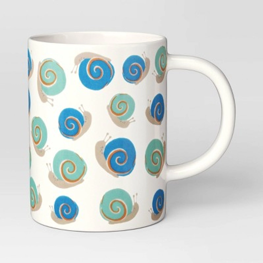16oz Snail Print Stoneware Mug White - Room Essentials™