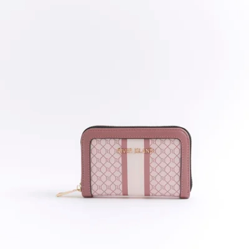 Pink monogram stripe purse