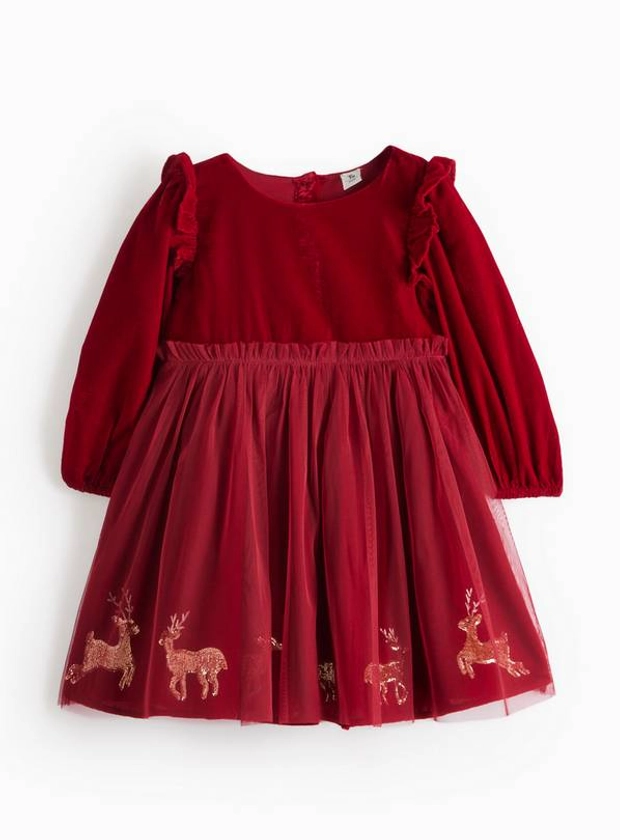 Red Velvet Sequin Reindeer Tutu Dress 4-5 years