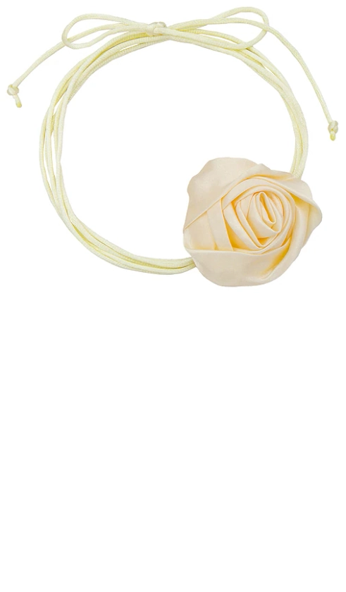 petit moments Rosette Tie Necklace in Cream | REVOLVE