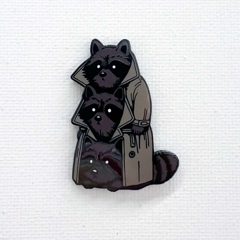 Strike Gently Co - 3 Raccoons In A Trenchcoat Pretending To Be A Guy Pin