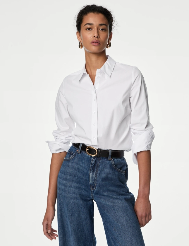 Cotton Rich Fitted Collared Shirt | M&S Collection | M&S