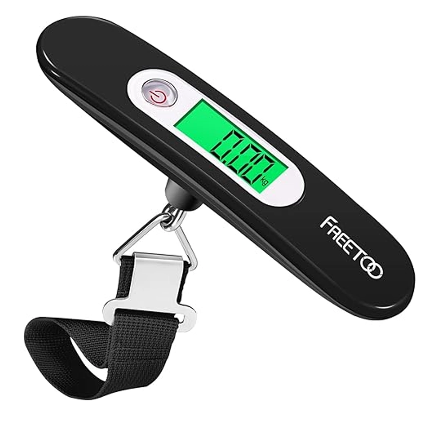 Freetoo Electronic Luggage Scales, Portable Digital Luggage Scales, Max 50 kg/110 lb (reads in lb/g/oz/kg) Electronic Scales, Tare Function, for Travel, Shopping, Post Office, Domestic and