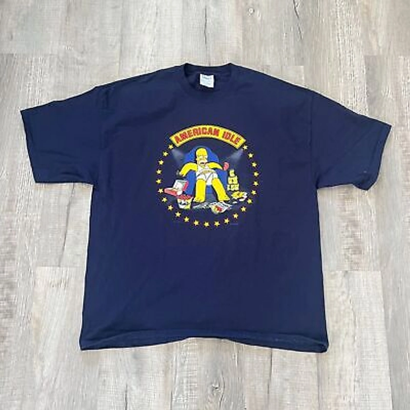 Mens T-Shirt Size 2XL XXL The Simpsons Homer Simpson American Idle 2004 Y2K