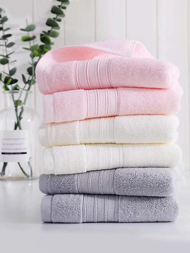 1pc Plain Random Color Face Towel, Thick Soft Washcloth For Bathroom