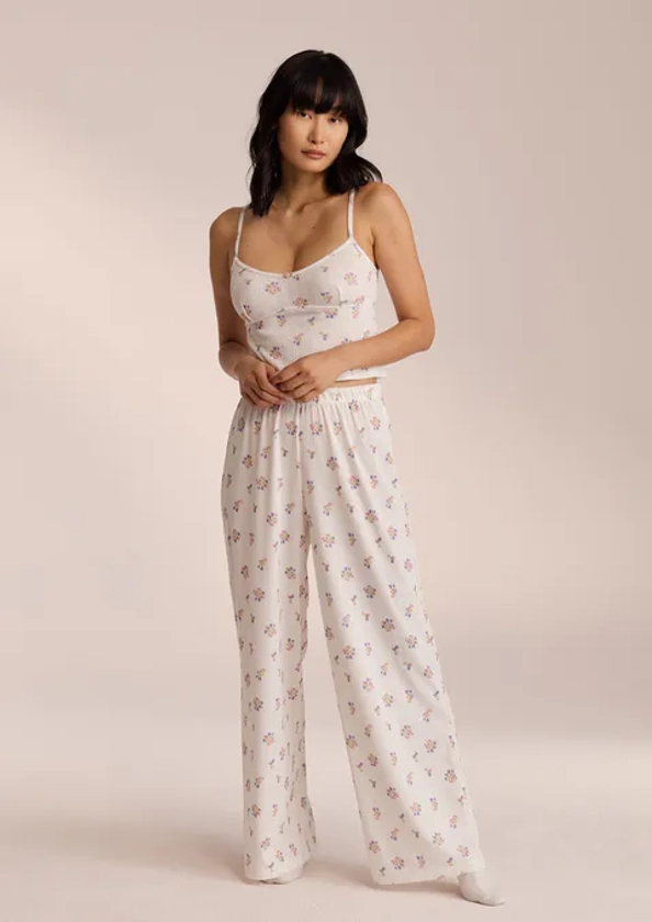 Pantalon de Pyjama Pointelle - Blanc Floral