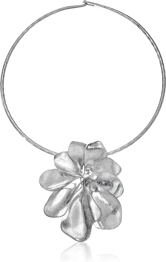 Robert Lee Morris Women's Sculptural Flower Wire Collar Gold Necklace Pendant Enhancer
