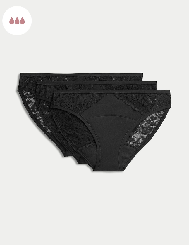 3pk Heavy Absorbency Period Bikini Knickers | M&S Collection | M&S