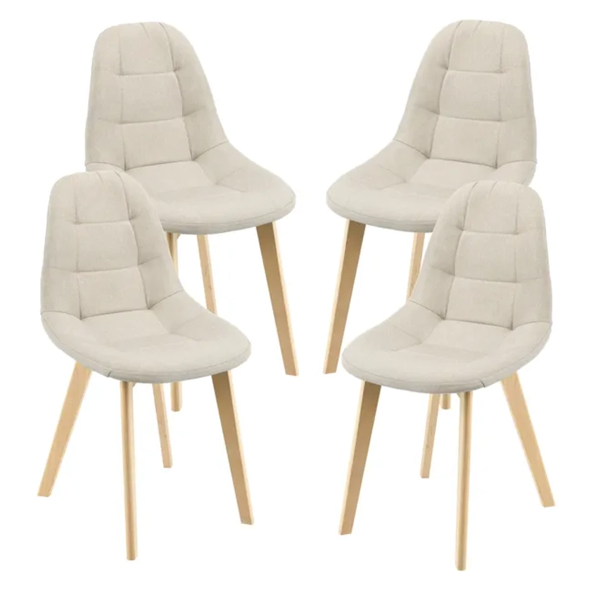 Lot de 4 Chaises de Salle à Manger Kopparberg 86 x 53 x 47 cm Beige [en.casa] | Leroy Merlin