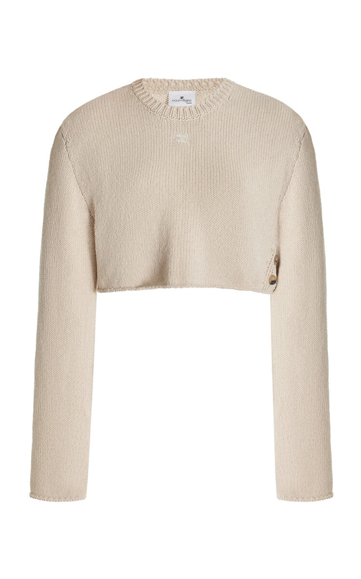 Cropped Knit Cotton-Linen Sweater