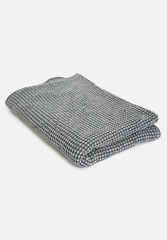 Cotton Waffle Stone Washed Bed Throw - Grey