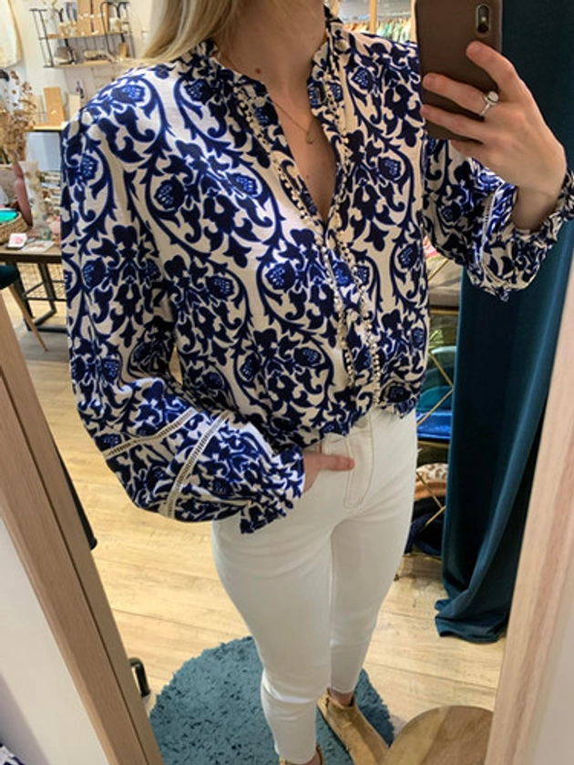 Blouse Bénédicte bleue | AUX PETITS BONHEURS