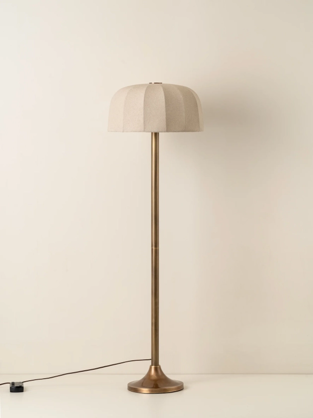 Ottino - aged brass and linen floor lamp