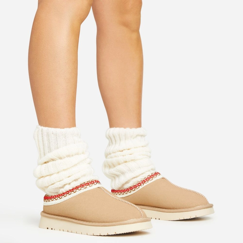 Leg Warmers In Nude Ribbed Knit