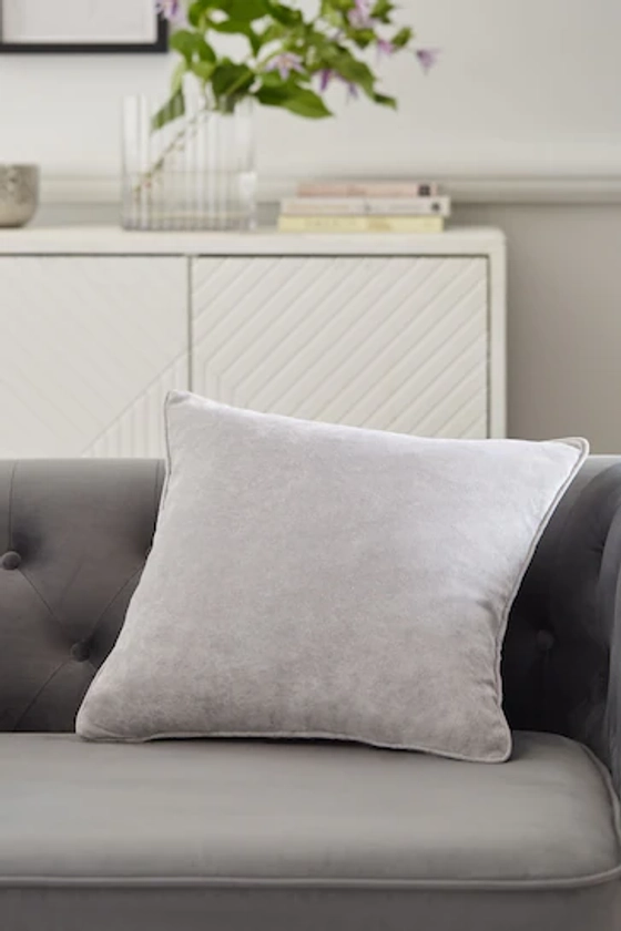 Buy Silver Grey 45 x 45cm Soft Velour Cushion from the Next UK online shop