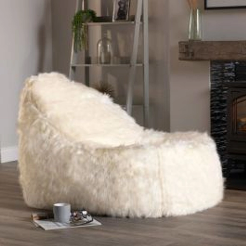 icon® Faux Fur Dream Lounger Bean Bag, Cream