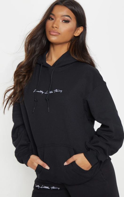 PRETTYLITTLETHING Black Oversized Hoody