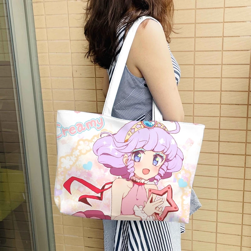 Magical Angel Creamy Mami Anime Initiated Bag, Casual Shopping Bags, Cartoon Handbag, Travel Lady, Girls Fashion, 9971