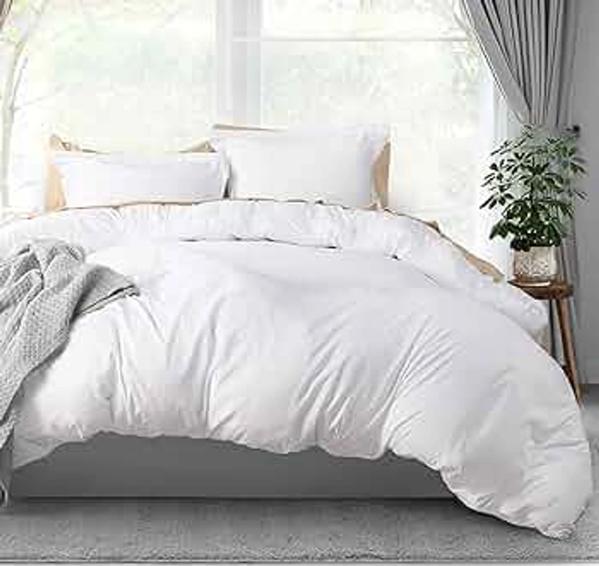 Utopia Bedding Duvet Cover Queen Size Set - 1 Duvet Cover with 2 Pillow Shams - 3 Pieces Comforter Cover with Zipper Closure - Soft Brushed Microfiber, 90 X 90 Inches (Queen, White)