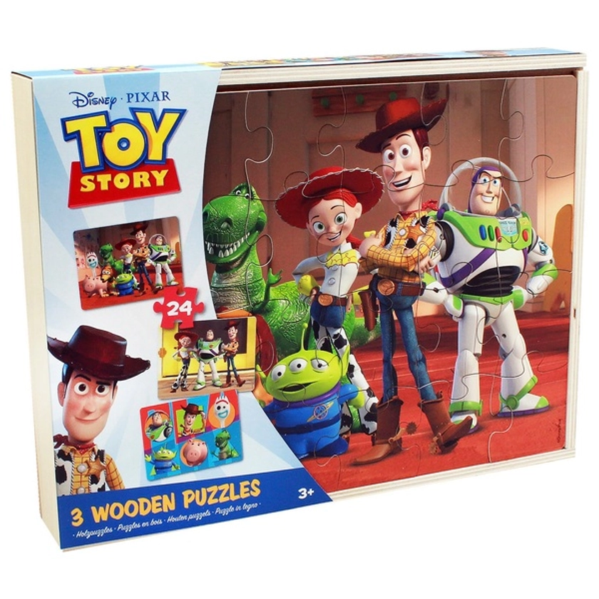 Toy Story Wooden Puzzles 3 Pack and Storage Tray | Smyths Toys UK