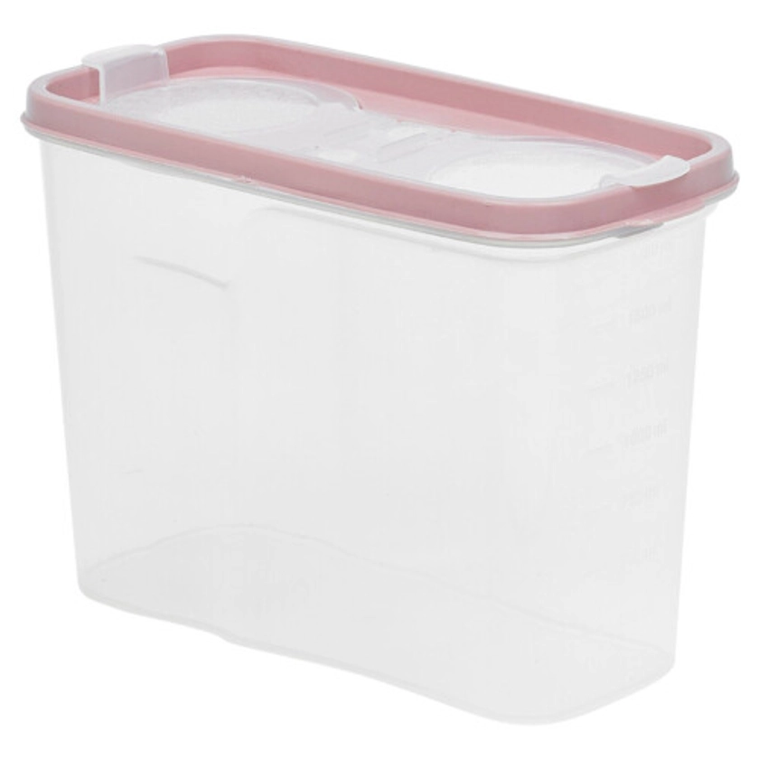 (Pink, 2L) 2/2.5/3.25L Plastic Food Storage Cereal Container Dispenser Airtight Click Lid on OnBuy