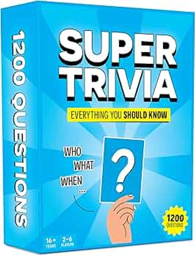 Super Trivia Games for Adults with 1200 Questions - Fun Board Game with Trivia Cards - Trivia Game for Family with Teens and Adults - Fun Party Games for Teenage Boy Gifts