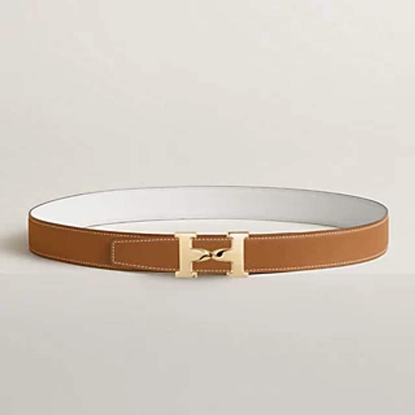 H Twist belt buckle & Reversible leather strap 32 mm