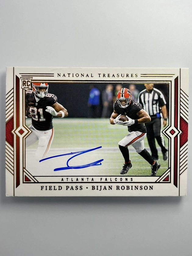 2023 National Treasures Bijan Robinson Field Pass Auto On Card /25 - Falcons