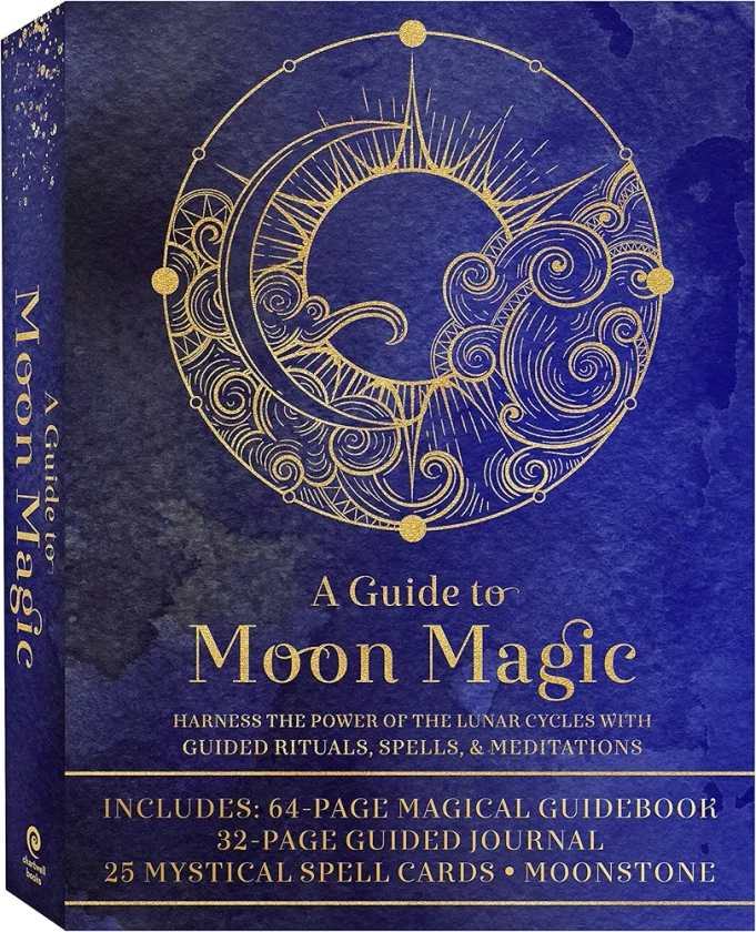 A Guide to Moon Magic Kit: Harness the Power of the Lunar Cycles with Guided Rituals, Spells, & Meditations-Includes: 64-page Magical Guidebook, ... Journal, 25 Mystical Spell Cards, Moonstone