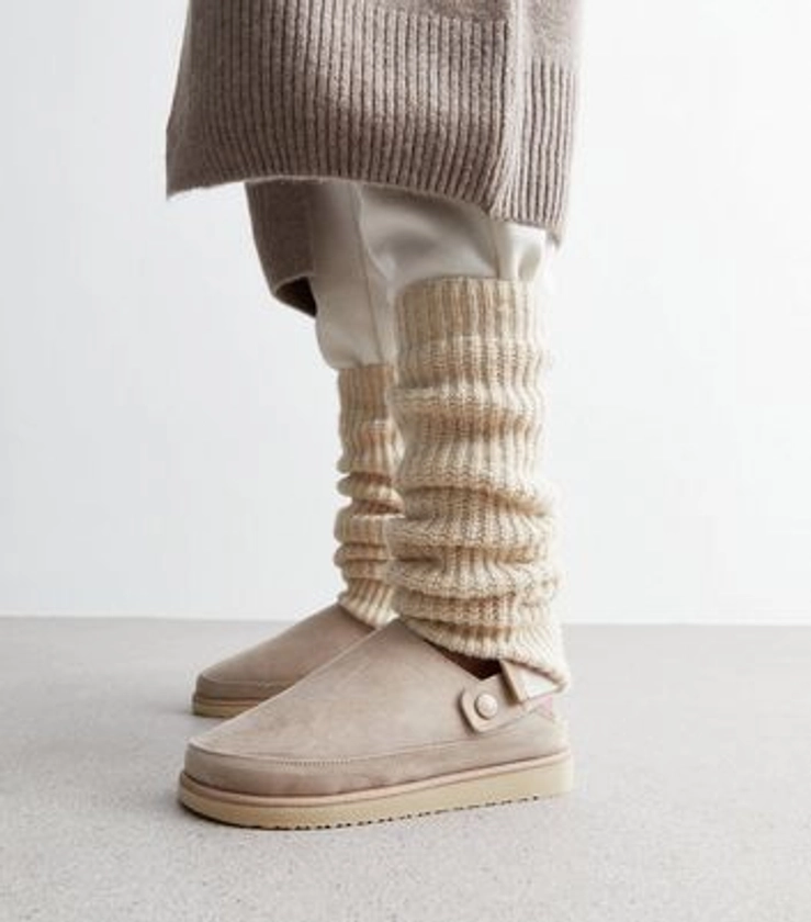 Cream Chunky Knit Oversized Leg Warmers