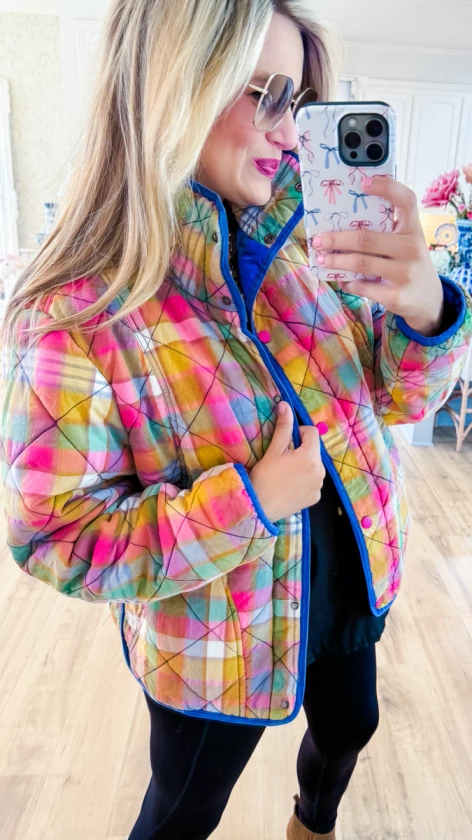 Stained Glass Bleach Washed Quilted Jacket