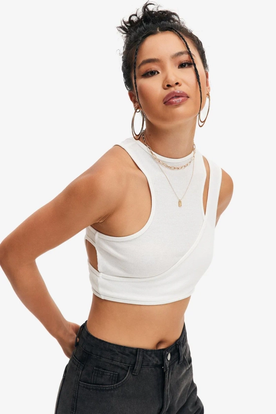 Solid Cut Out Ribbed Crop Top