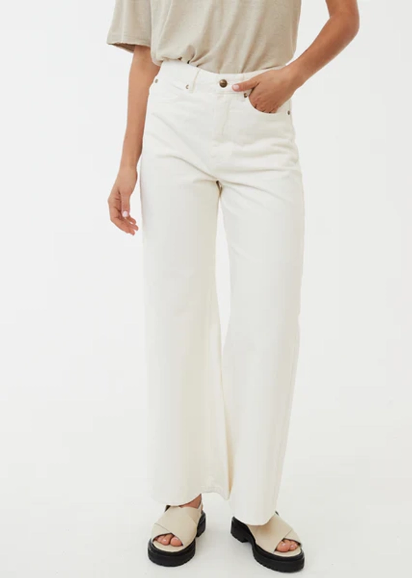 AFENDS Womens Gigi - Organic Denim Flared Jeans - Off White