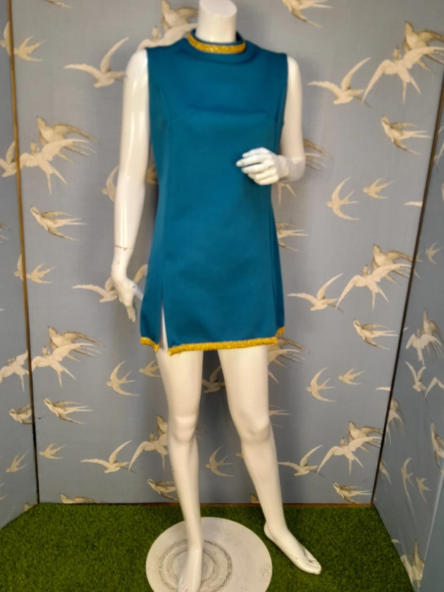 Vintage 60s Teal Micro Mini Dress Size 10 UK, 37 Bust - Etsy Hong Kong