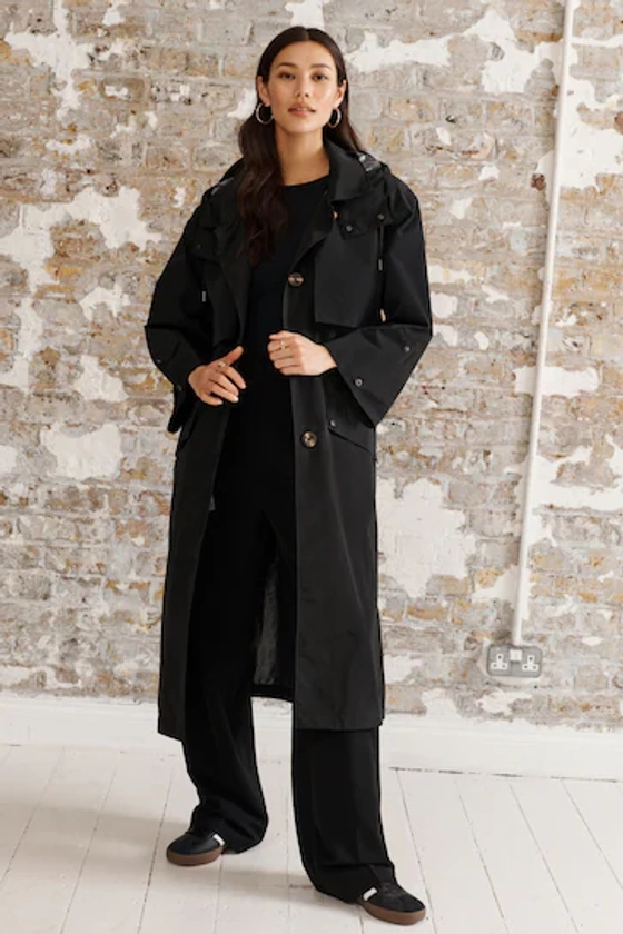 Buy Black Waterproof Trench Coat from the Next UK online shop