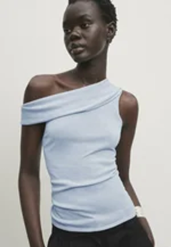 WITH ASYMMETRIC DRAPED NECKLINE - Débardeur - light blue