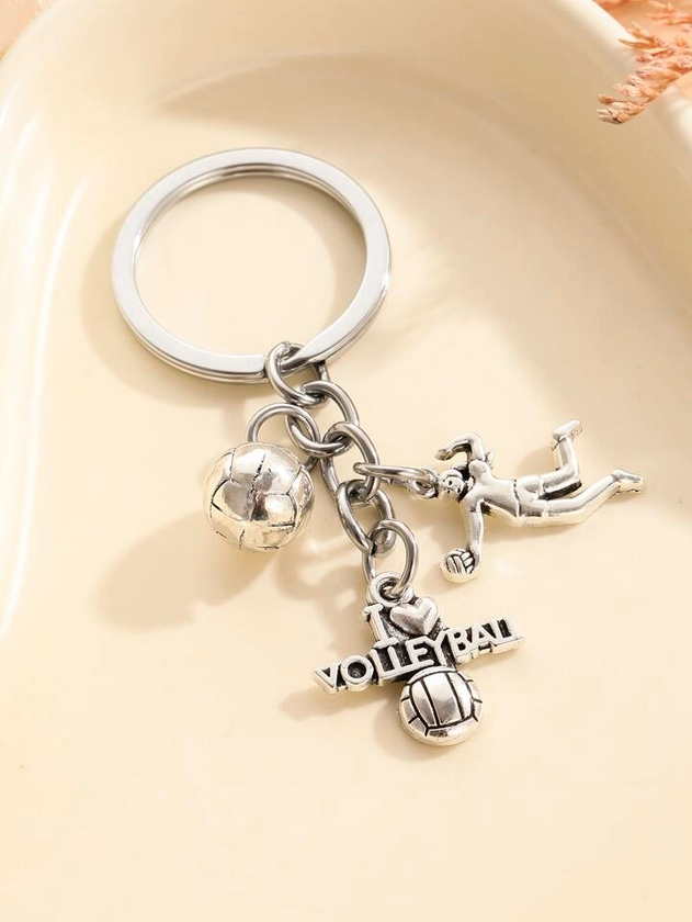 1 pc unisex I Love Volleyball & Volleyball Player Keychain