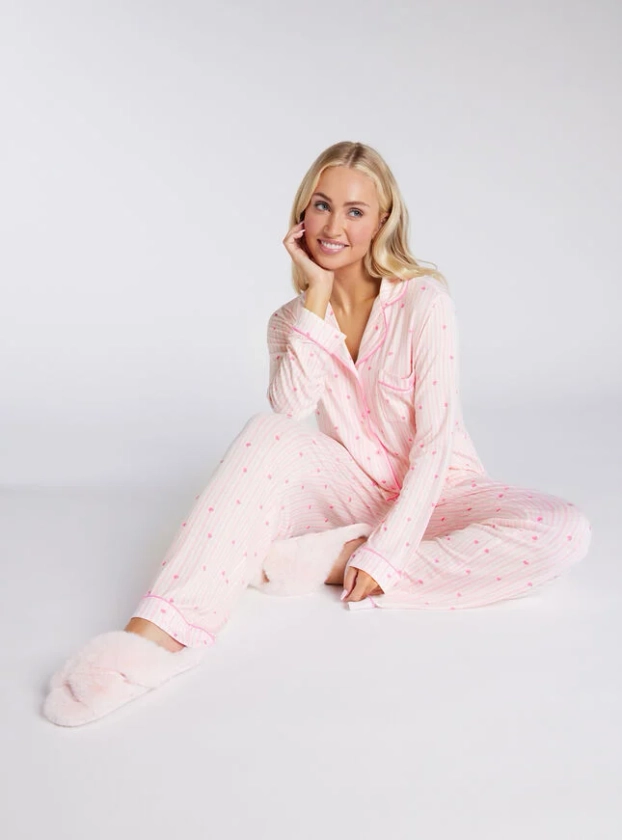 Stripe Heart Modal Pyjama Set | Boux Avenue