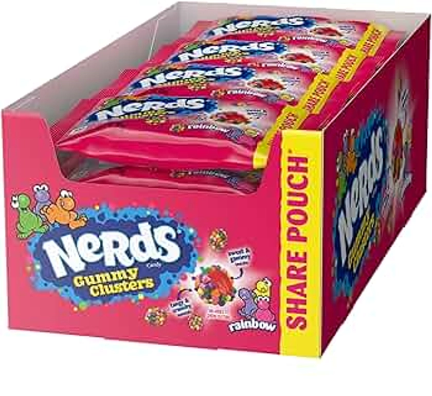 Nerds Gummy Clusters Candy, Rainbow, Game Day Candy, Football Watch Party Essentials, 3 ounce (Pack of 12)