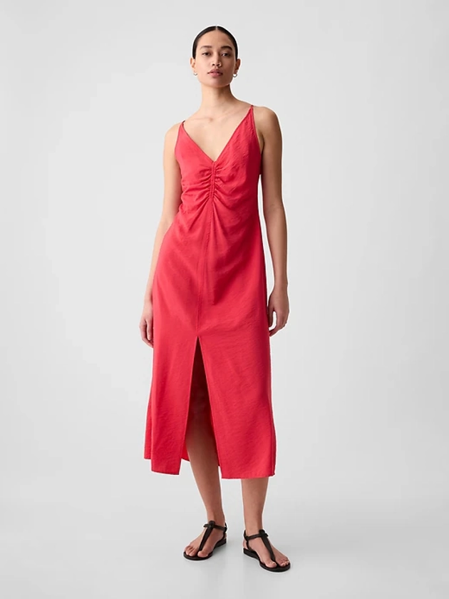 Ruched Slip Midi Dress