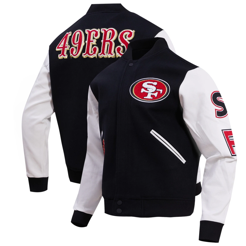 Men's San Francisco 49ers Pro Standard Black Classic Wool Varsity Full-Snap Jacket