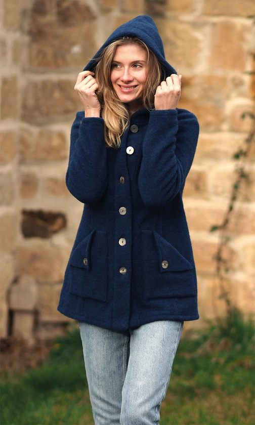 Organic Wool Fleece Hooded Coat for Women | &quot;Mona&quot;