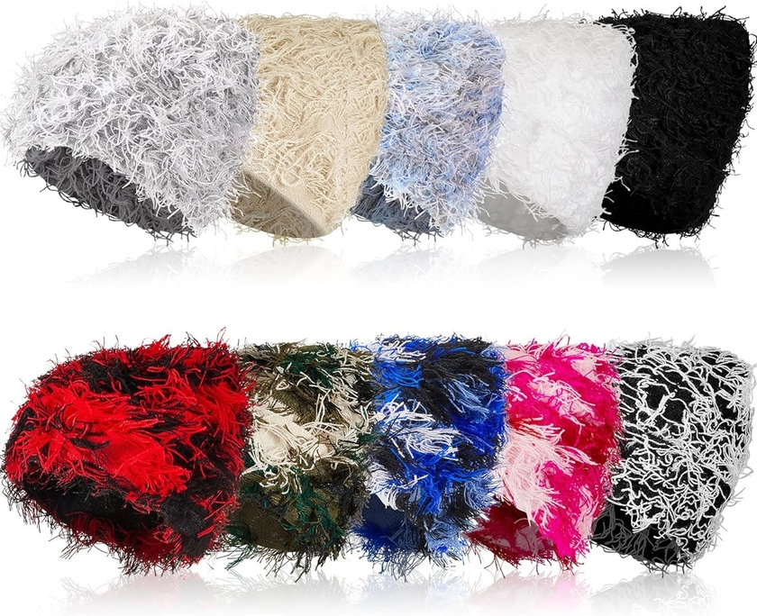 10 Pcs Distressed Knitted Beanie Thick Warm Unisex Winter Hat Fuzzy Knit Cap for Men Women, 10 Colors