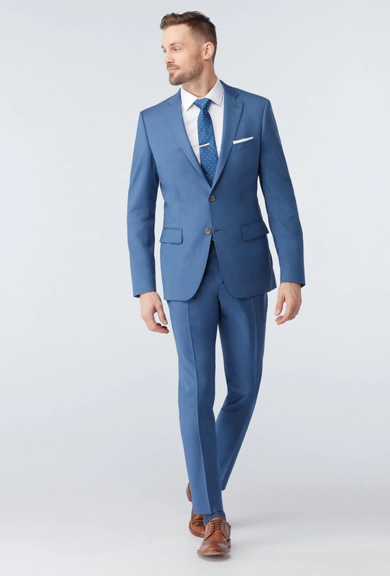 Custom Suits Made For You - Milano Stone Blue Suit | INDOCHINO
