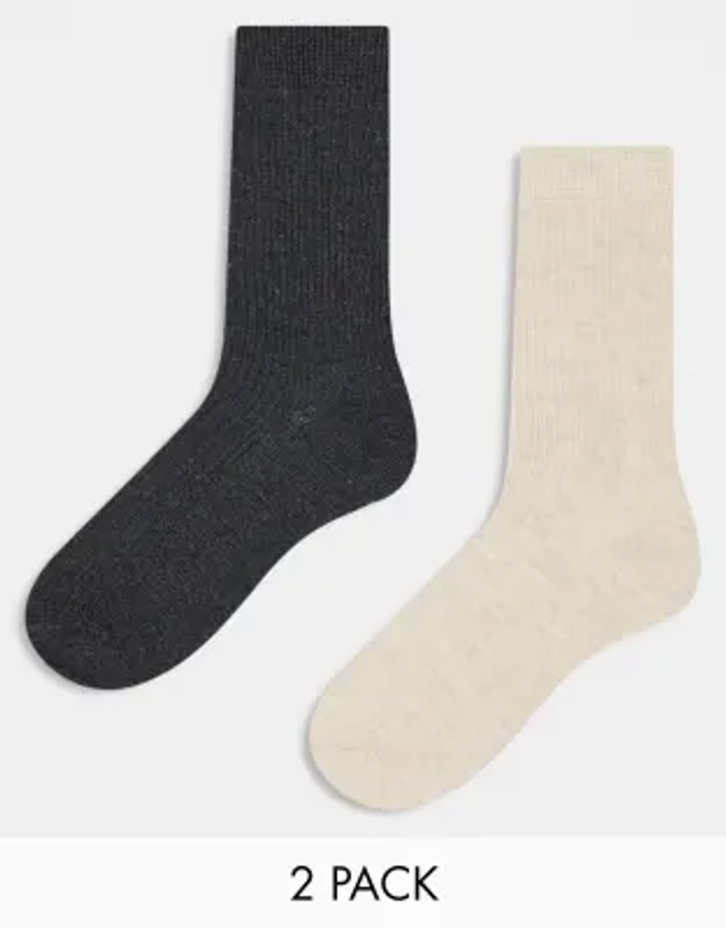 ASOS DESIGN - Lot de 2 paires de chaussettes en maille côtelée fine - Multicolore | ASOS