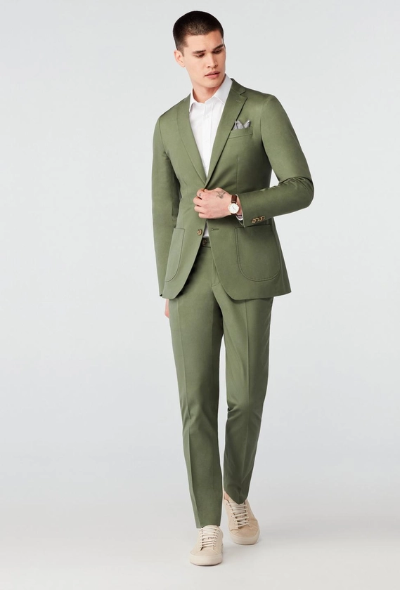 Custom Suits Made For You - Hartley Cotton Stretch Olive Suit | INDOCHINO